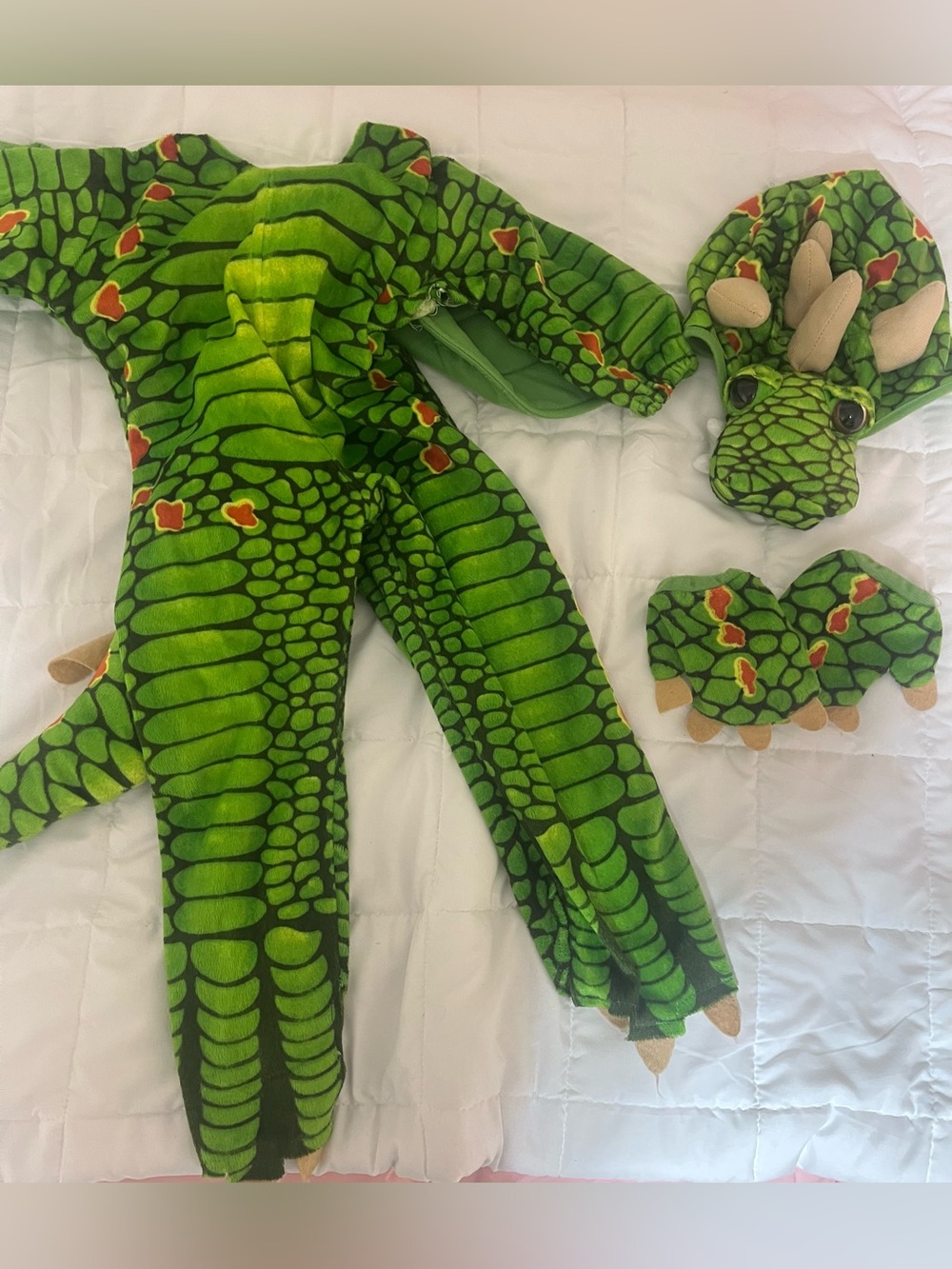 Green Dragon Costume with Wings, Tail, Hood, and Paws - Size 2-4 Years
